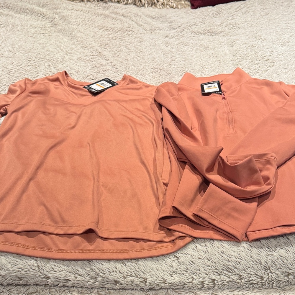 Under Armour Coral sleeve shirt & Long Sleeve work out Top. Size S. Never worn.